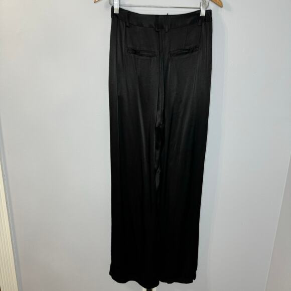 DISSH Simone Black Straight Satin Pleated  Front Pants Sz 4 Minimalist New - Picture 7 of 12